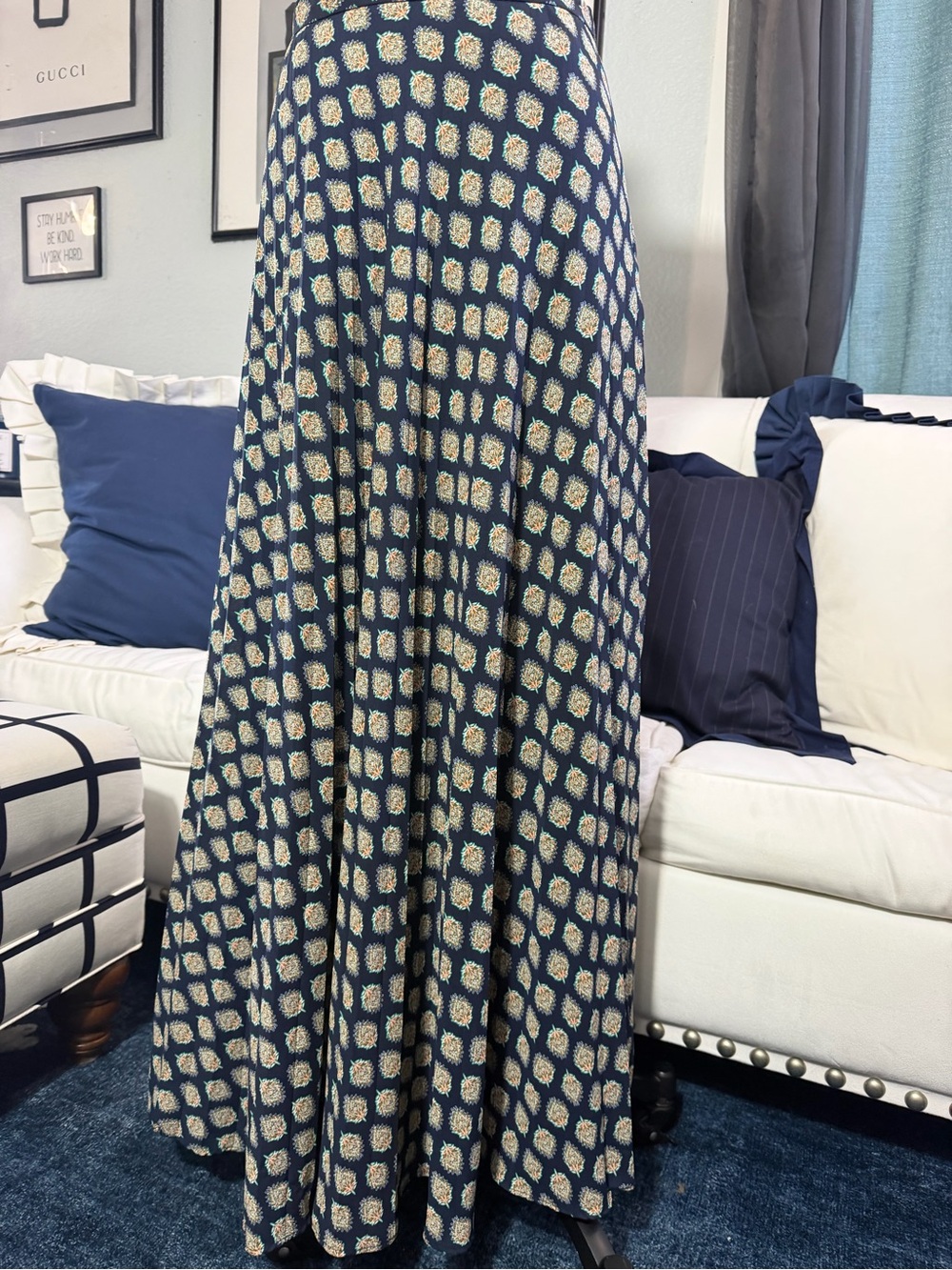 Banana Republic Navy and Cream Geometric Maxi Skirt - Picture 6 of 8